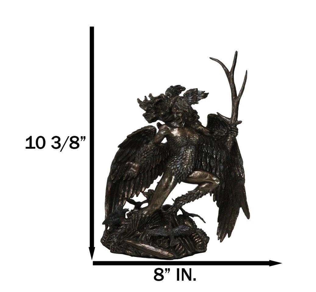 Irish Celtic War Goddess Winged Morrigan Phantom Queen W/ Antler Figurine-3