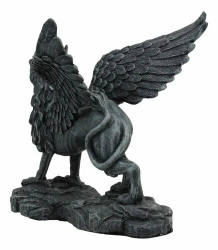 Gothic Stoic Royal Winged Griffin Gargoyle Statue 5.5" Long Gryphon Figurine-3
