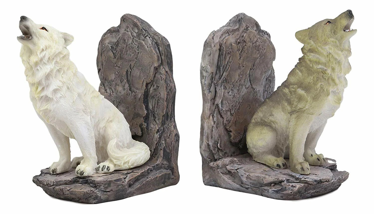 Wardens Of The North Howling Gray And White Wolves Bookends Wolf Figurine Set-3