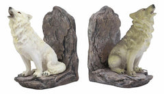 Wardens Of The North Howling Gray And White Wolves Bookends Wolf Figurine Set-3