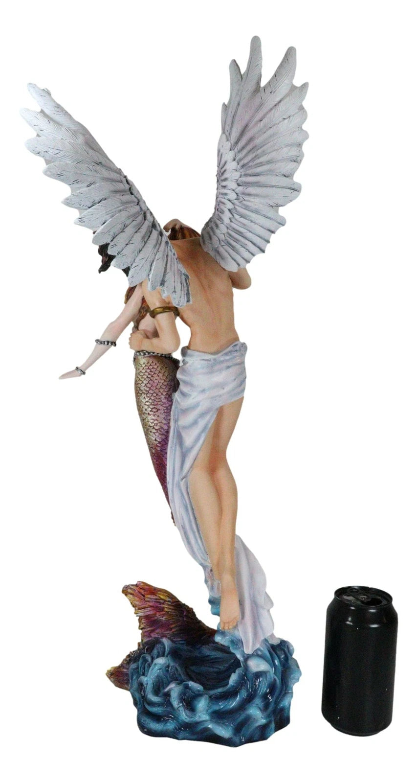 Large Goddess Mermaid Embracing With Heavenly Winged Angel By The Ocean Statue-4