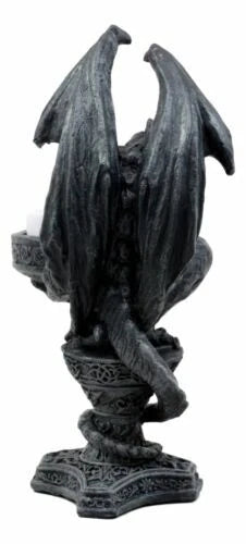Gothic Wyvern Gargoyle Tea Light Candle Holder Guardian Kneeling Servant Statue-2