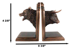 Wall Street Stock Market Bull VS Bear Bookends Bronze Electroplated Figurine-5