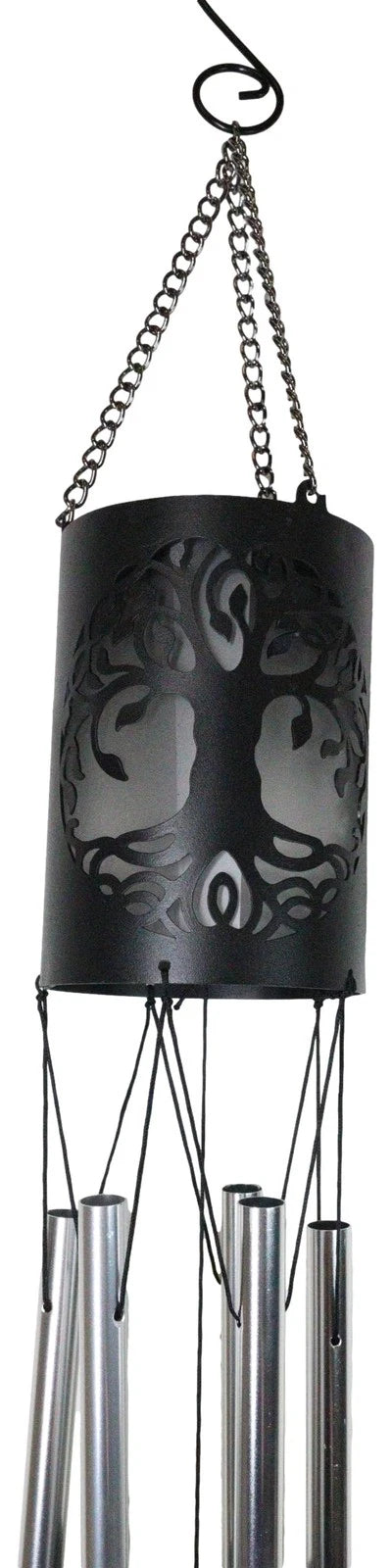 Celtic Tree Of Life Cylindrical Steel Metal Filigree Hanging Solar Wind Chime-4