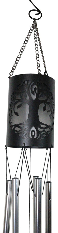 Celtic Tree Of Life Cylindrical Steel Metal Filigree Hanging Solar Wind Chime-4