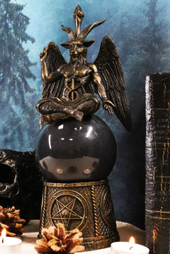 Pentagram Sigil Sabbatic Goat Baphomet Skull Black Sandstorm Gazing Ball-2