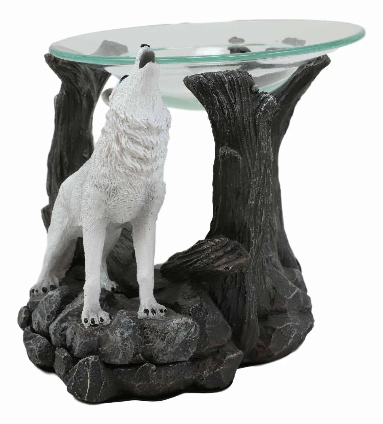 White Wolf Howling Electric Oil Burner Tart Warmer Statue Night Light