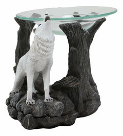 White Wolf Howling Electric Oil Burner Tart Warmer Statue Night Light-2