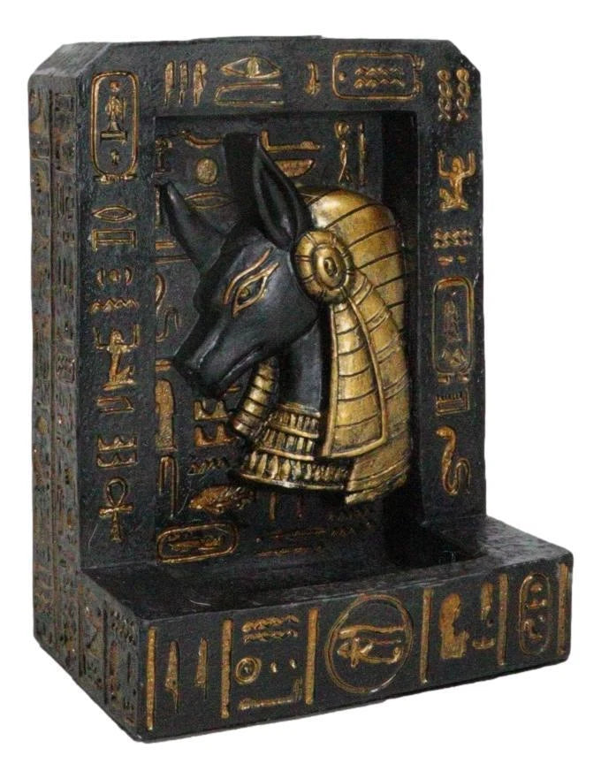 Egyptian God of The Dead Anubis Hieroglyphs Backflow Incense Burner Figurine-2