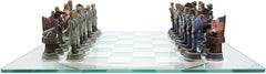 US Civil War Union North VS Confederate South Chess Pieces And Glass Board Set-3