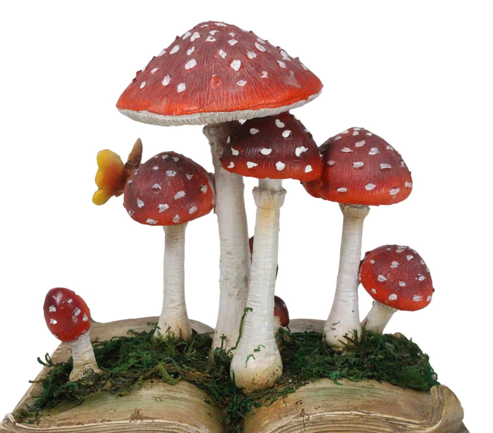 Enchanted Fairy Garden Toadstool Mushrooms Sprouting from Spell Book Figurine-3