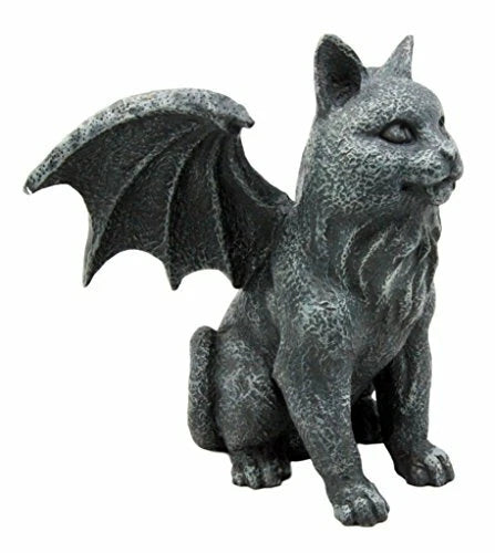 Gothic Guardian Winged Feline Cat Vampire Gargoyle Desktop Paperweight Figurine-5