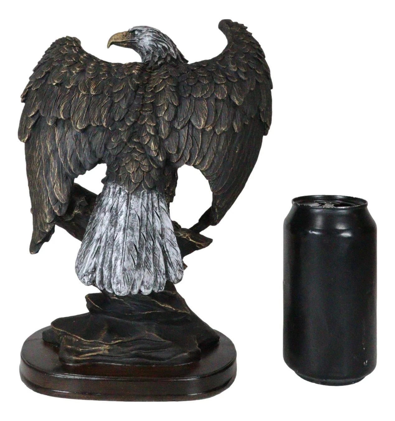 American Patriotic Large Bald Eagle Perched On Rocky Cliff Resin Figurine 10"H-4