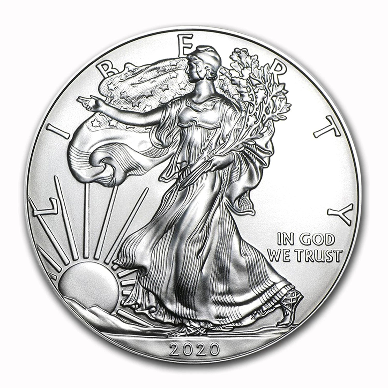 Moneda American Silver Eagle de $1 de 2020 con soporte AirTite, brillante, sin circular-2