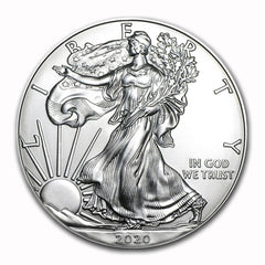 Moneda American Silver Eagle de $1 de 2020 con soporte AirTite, brillante, sin circular-2