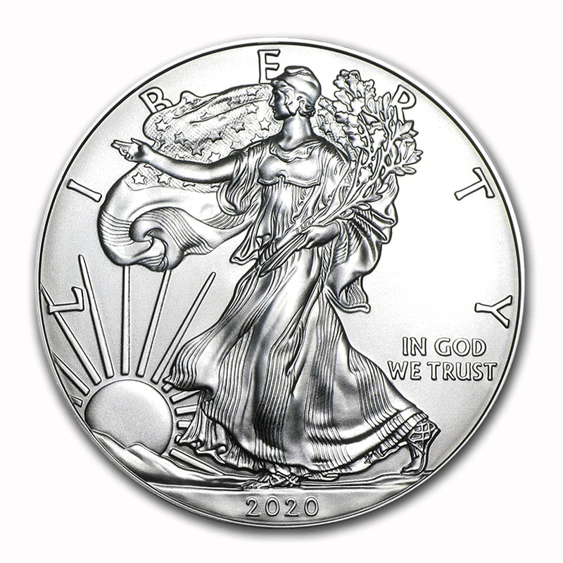 Moneda American Silver Eagle de $1 de 2020 con soporte AirTite, brillante, sin circular-2