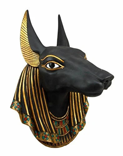 Egyptian Deity Anubis God Of Afterlife Bust Wall Plaque 15.5"H Figurine-2