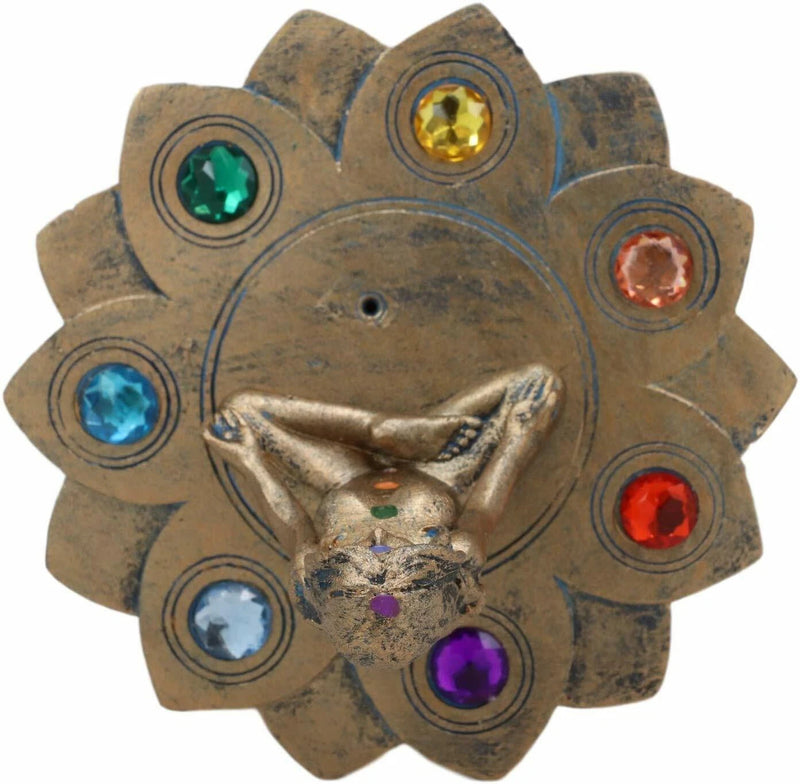 Feminine Triple Goddess Yoga with Chakra Lotus Flower Incense Stick Holder-3