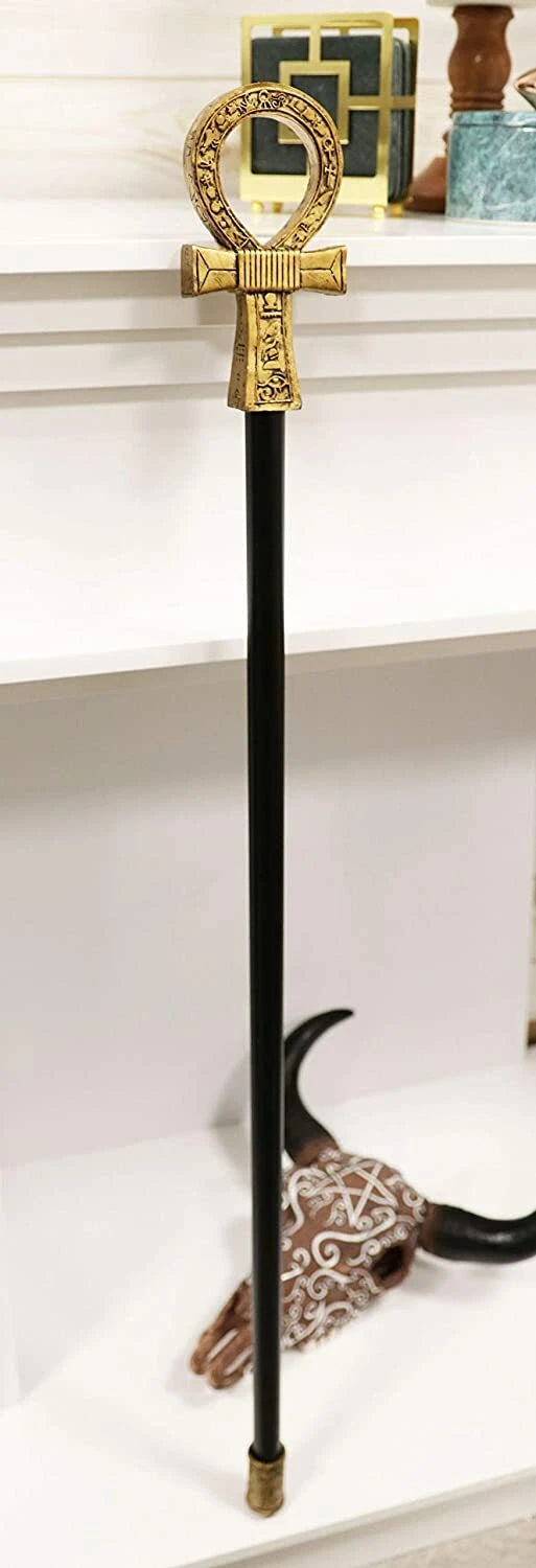 Egyptian Ankh Key of Life with Hieroglyphs Decorative Walking Staff Cane-1