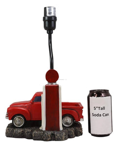 Classic Big Red Pickup Truck by Rural Gas Pump Desktop Table Lamp 18.75" H-2