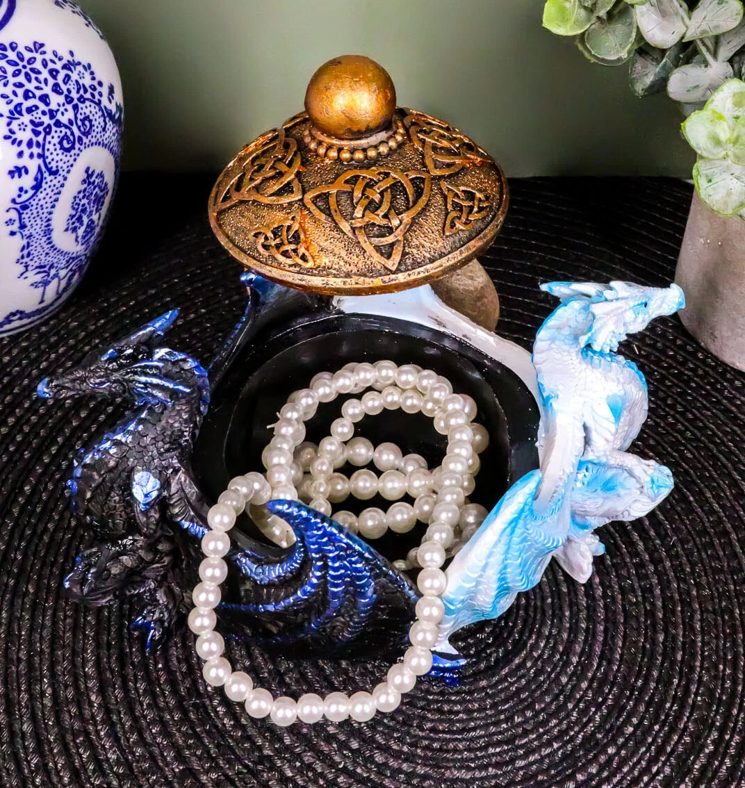 Joyero decorativo con dos dragones contrastantes de noche y día-2