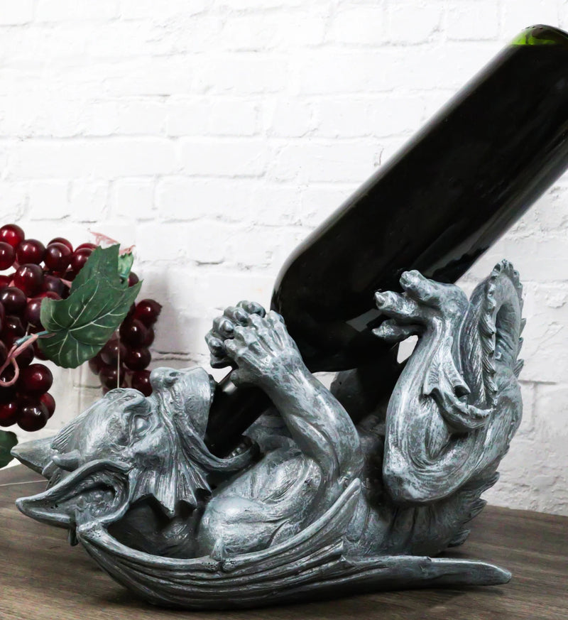 Gothic Fantasy Winged Drunken Gargoyle Wine Bottle Holder Figurine Kitchen Decor-1