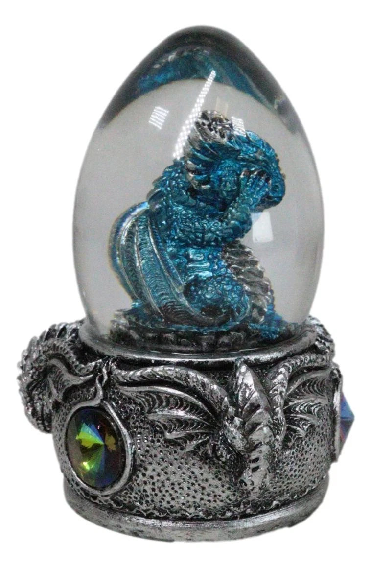 See No Evil Blue Wyrmling Dragon In Colorful LED Acrylic Glass Egg Figurine-3