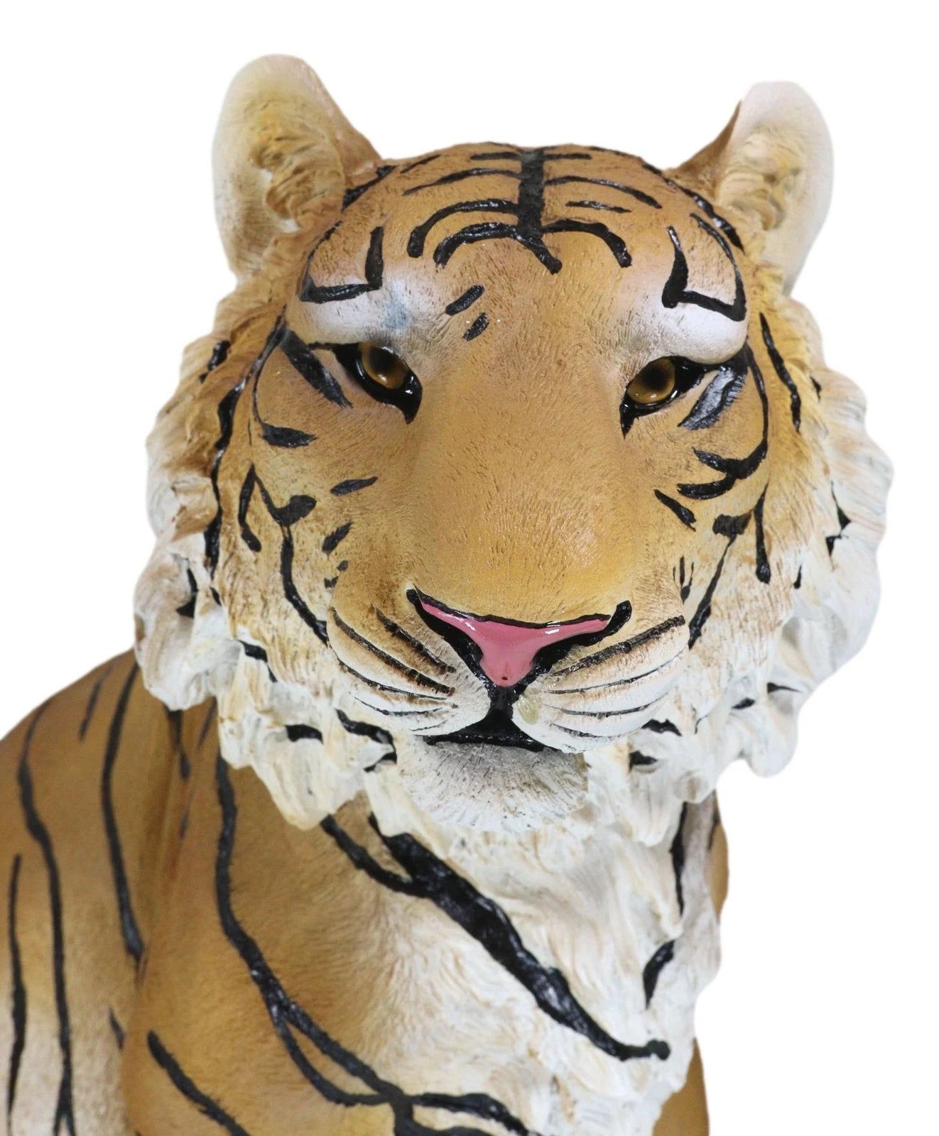 20"Tall Orange Bengal Tiger Raja Sitting On Guard Decorative Garden Statue
