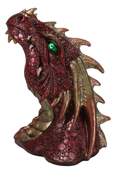 Fantasy Volcanic Fire Red Spiked Dragon Head Wall Decor Plaque With LED Lights-3