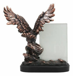 Bald Eagle Perching On Cliff Rock Picture Frame Bronze Electroplated Figurine-2