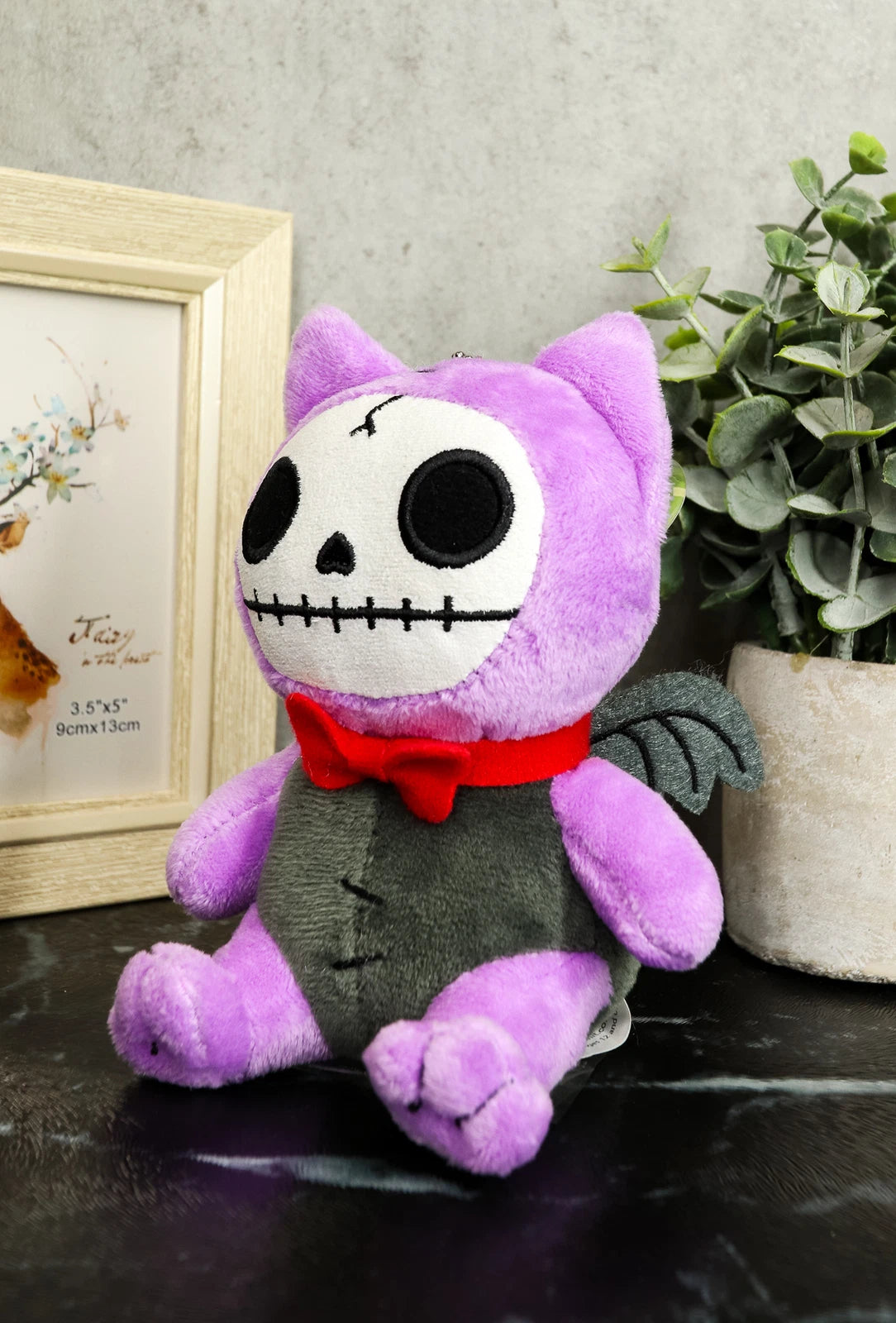 Furry Bones Purple Flappy The Bat W/ Red Tie Voodoo Skeleton Plush Toy