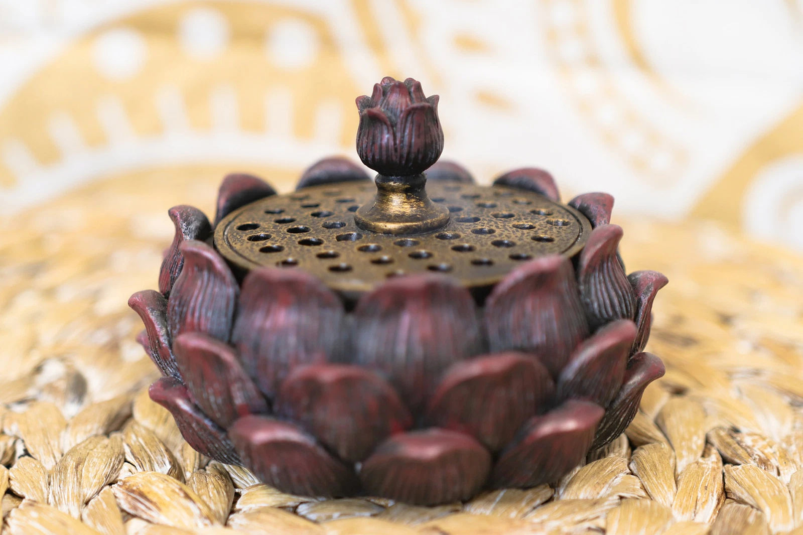Meditation Of Buddha Lotus Flower Multiple Incense Stick Holder Figurine-1
