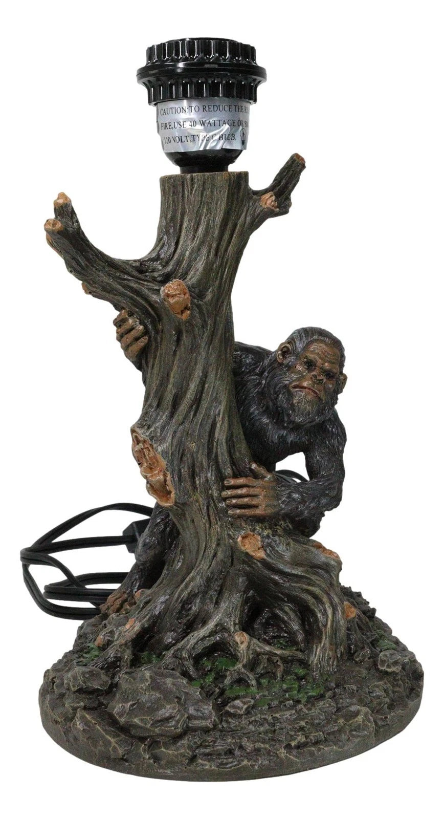 Mythical Creature Sasquatch Big Foot Cryptid Ape by Tree Trunk Table Lamp Decor-3
