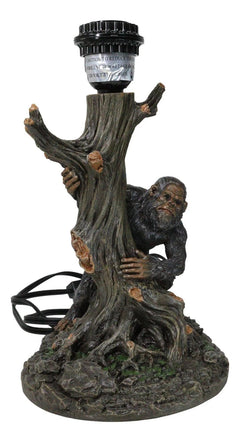 Mythical Creature Sasquatch Big Foot Cryptid Ape by Tree Trunk Table Lamp Decor-3