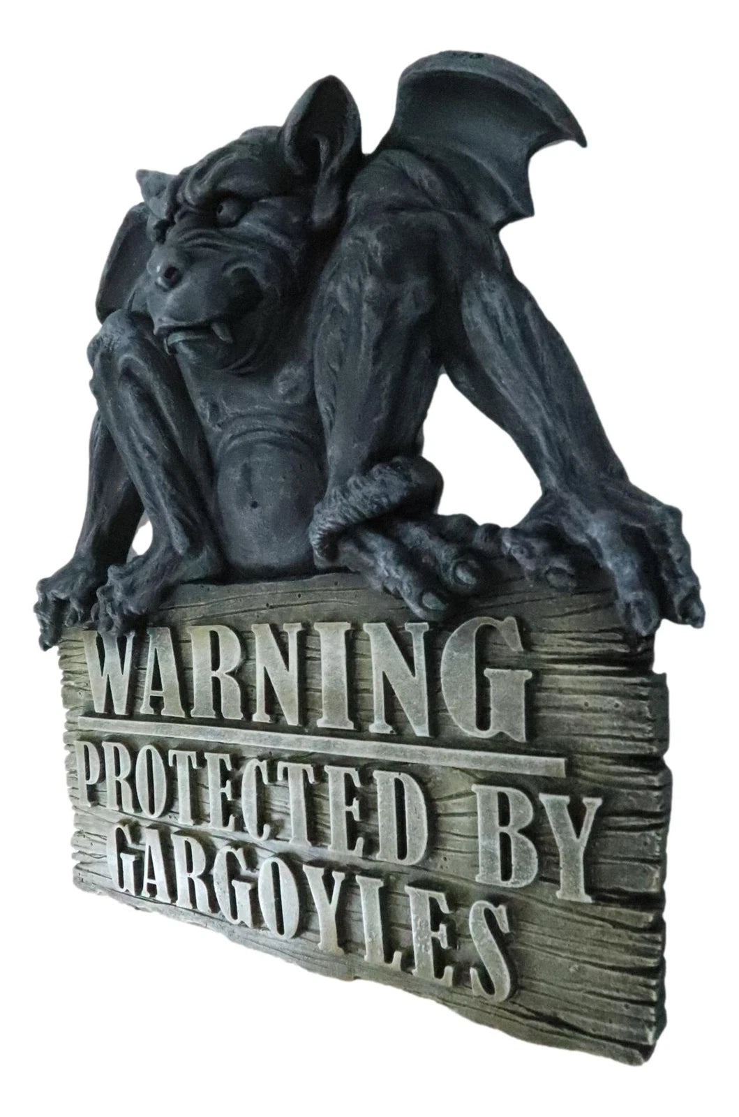 Gothic Winged Gargoyle On Warning Protected By Gargoyles Sign Wall Decor Plaque-6