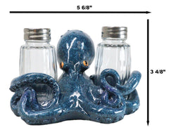 Onyx Blue Nautical Marine Cephalopod Octopus Salt Pepper Shakers Holder Set-6