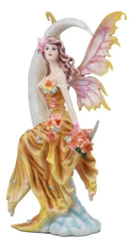 Nene Thomas Art Celestial Crescent Moon Earth Elemental Floral Fairy Statue 11"H-6