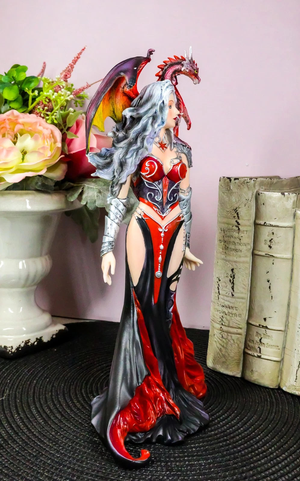 Nene Thomas Red Fire Dragon Witch Statue 12"H Queen Of Shadows Severeielle Decor-5