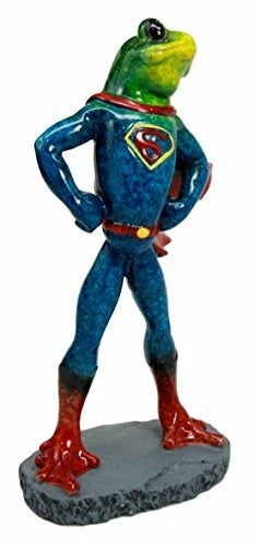 Superhero Frog Superman Statue 8"Tall Animated Frog Decor-6