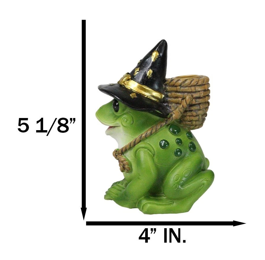 Merlin The Wizard Frog with Warlock Triple Moon Hat Backflow Incense Cone Burner-6