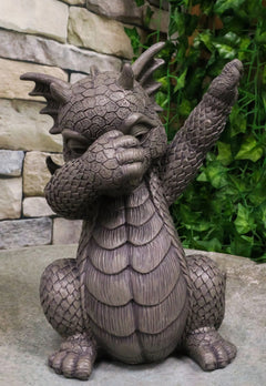 Whimsical Hip Hop Dabbing Garden Dragon Statue 9.25"Tall Look At My Dab Dragon-1