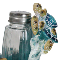 Nautical Marine Reef Sea Turtles Over Waves Salt And Pepper Shakers Holder Set-7
