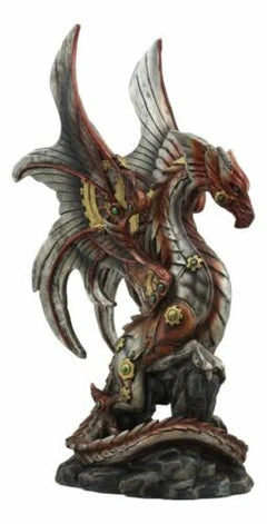 Ruler Of Pantagonia Steampunk Cyborg Robot Dragon Statue 10.5"Tall-4