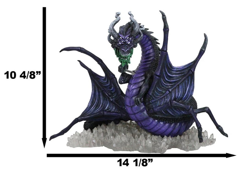 Earth Elemental Purple Moonlight Spider Arachnafaria Dragon On Crystals Statue-5