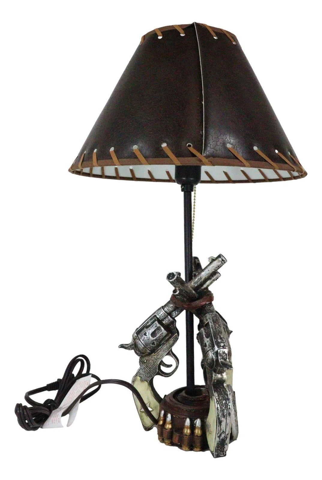 Rustic Western Triple Six Shooter Revolver Gun Pistols Cowboy Buckle Table Lamp-10