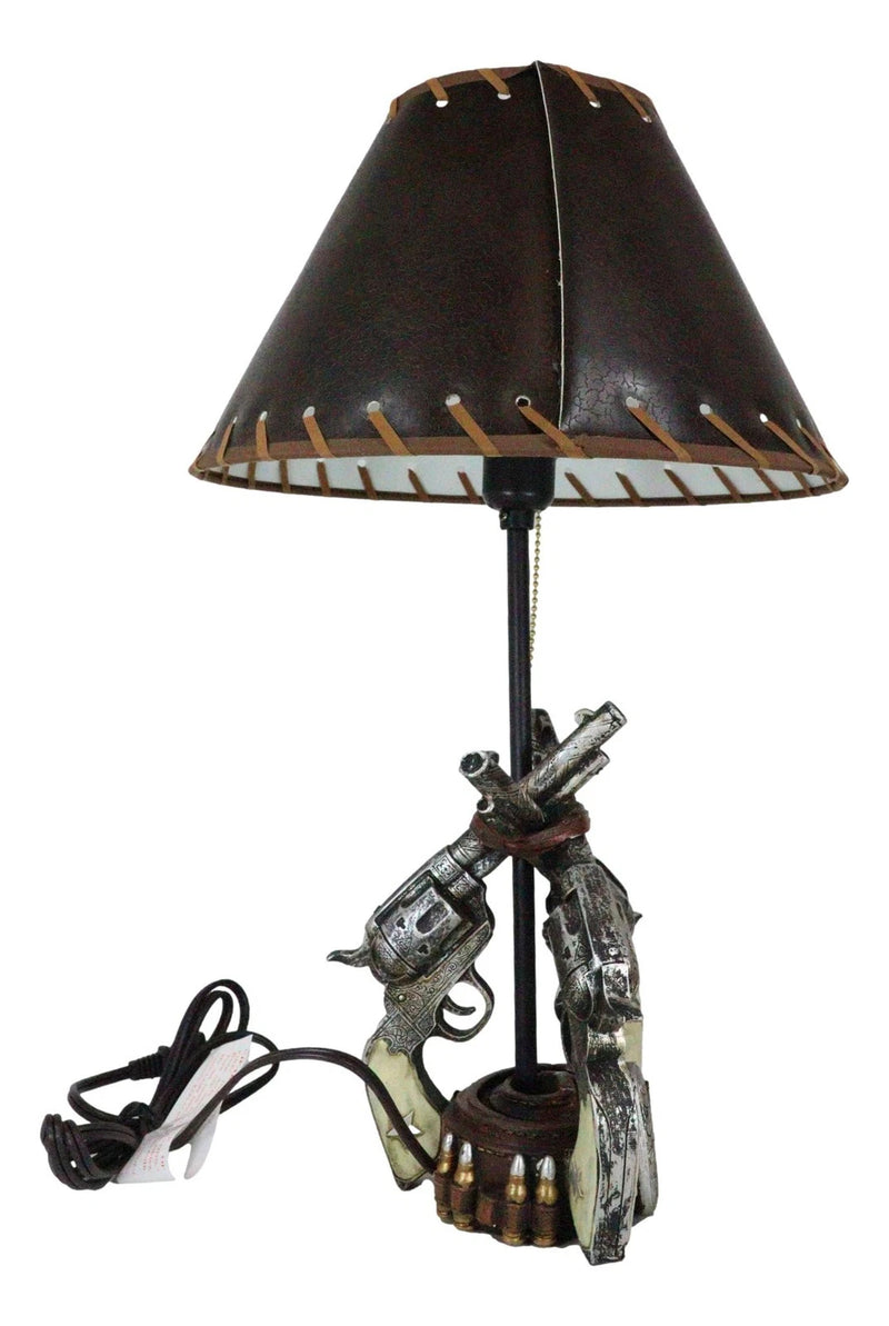 Rustic Western Triple Six Shooter Revolver Gun Pistols Cowboy Buckle Table Lamp-10