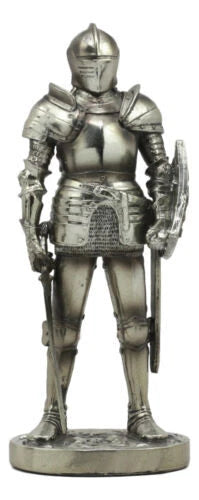 Estatua de armadura medieval de 18 cm de alto, espadachín valiente, caballero corazón de león.-6