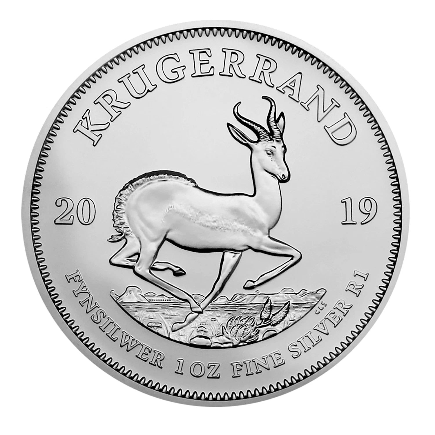 Moneda Krugerrand de plata de Sudáfrica 2019, 1 oz, 1 Rand BU-3