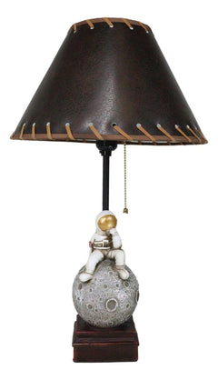 Deep Space Exploration Astronaut Landing On Cratered Moon Desktop Table Lamp-7