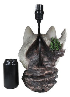 Gray Wolf Table Lamp Decor Wildlife Full Moon Howling Timber Wolf Pack-6